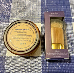 NEW Tarte Amazonian Clay Full Cov Airbrush Foundation Medium Neutral w/brush